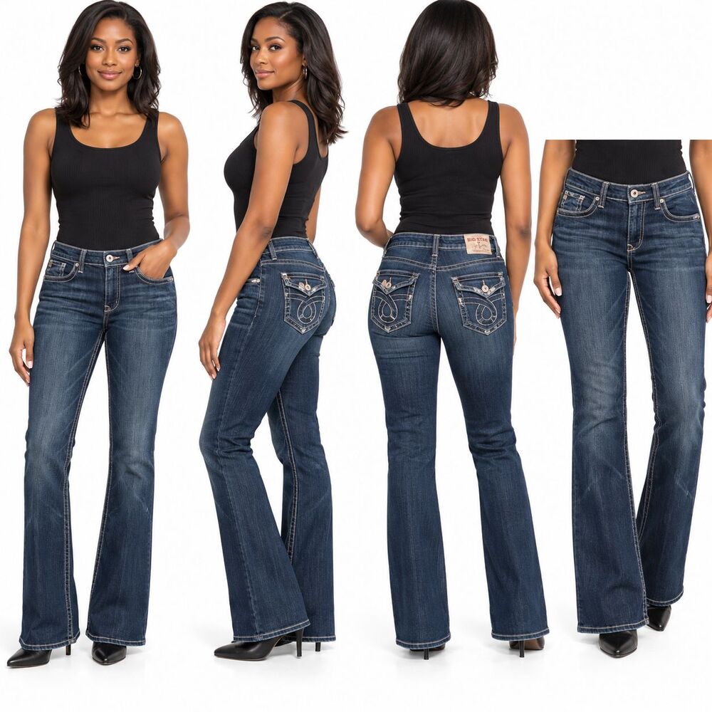 Big Star Maddie 29R Women's Bootcut Jeans Dark Wash Mid Rise Flap Pocket